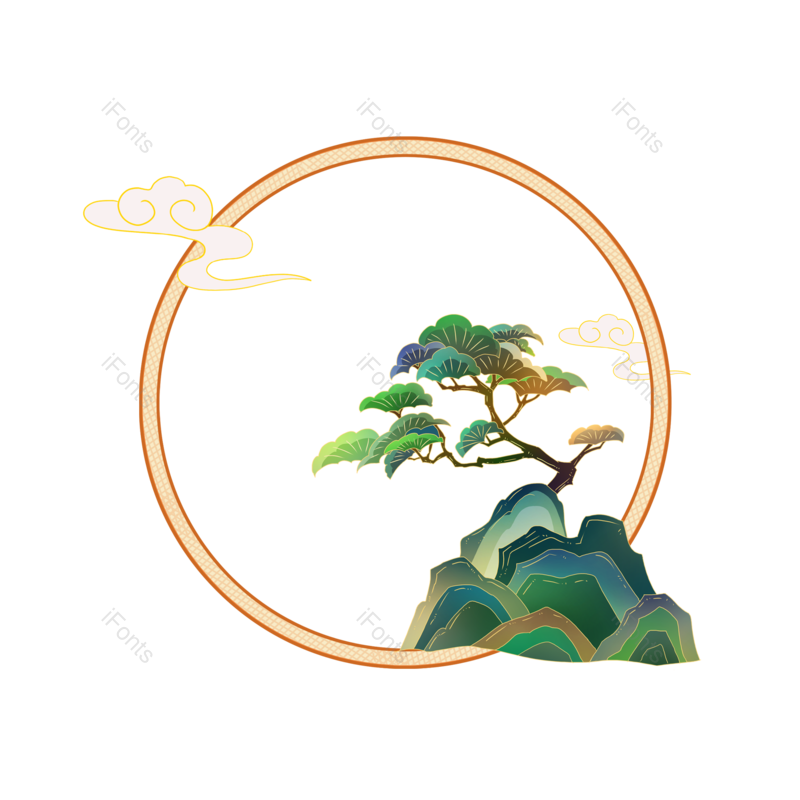 节日图片,绿色元素,圆形PNG,免抠素材